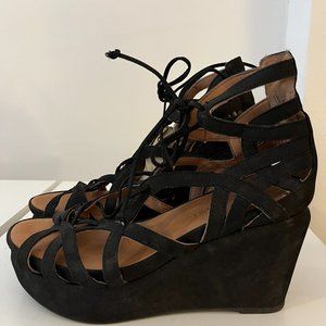 Gentle Souls Joy platform wedge sandals in black